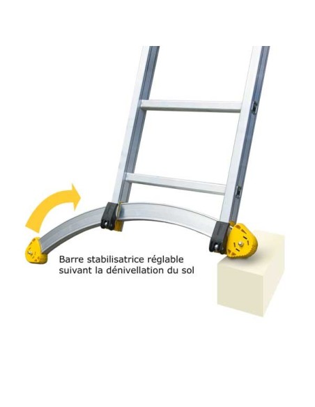 Echelle transformable 3 plans "PRO" détail : barre cintrée