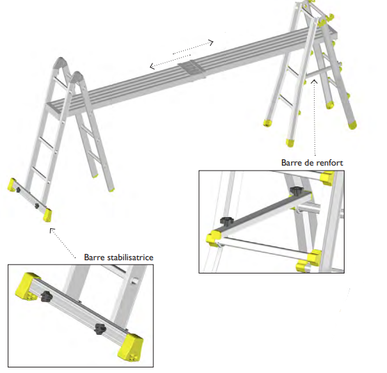 ECHTEL4x4 - Echelle multifonction télescopique - 1,28m / 4,20m